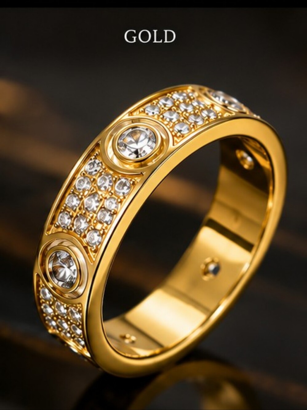 18k Luxury Style Crystal Band Ring – Gold / Silver / Rose Gold | CZ Love Ring